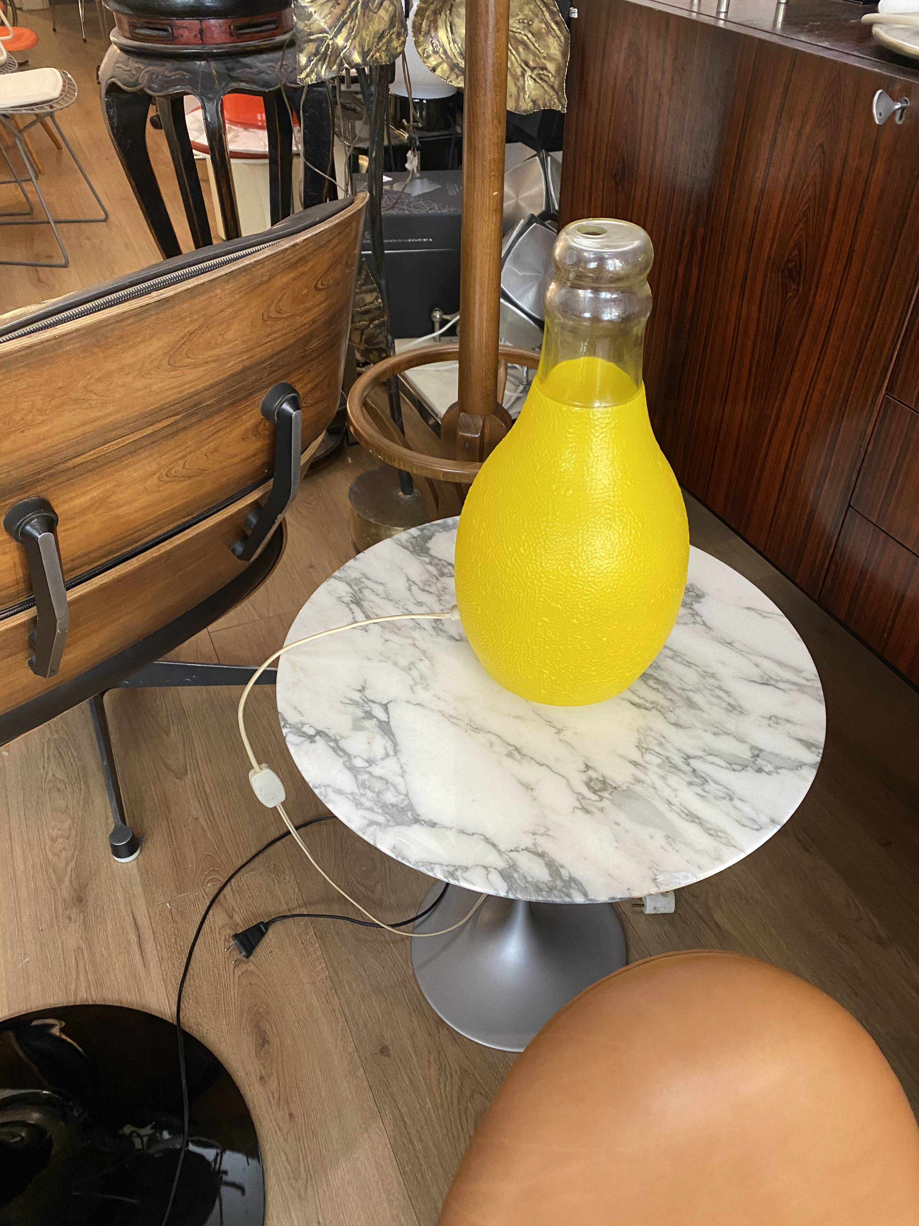 Large glass bottle lamp from the 70s