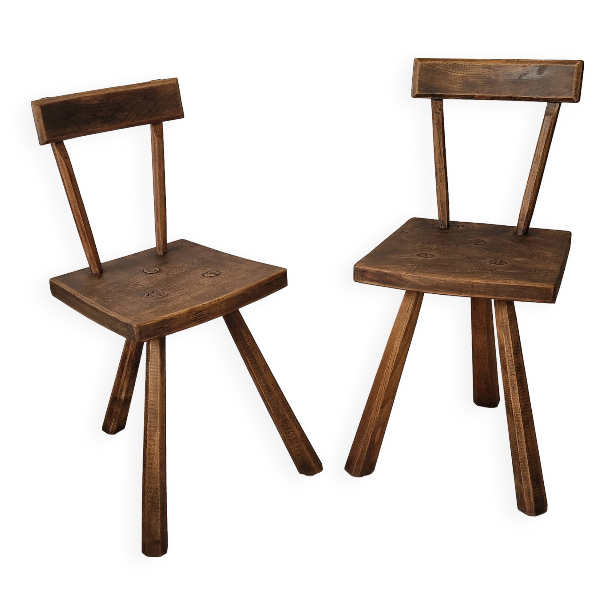 pair of brutalist wabi sabi style chairs