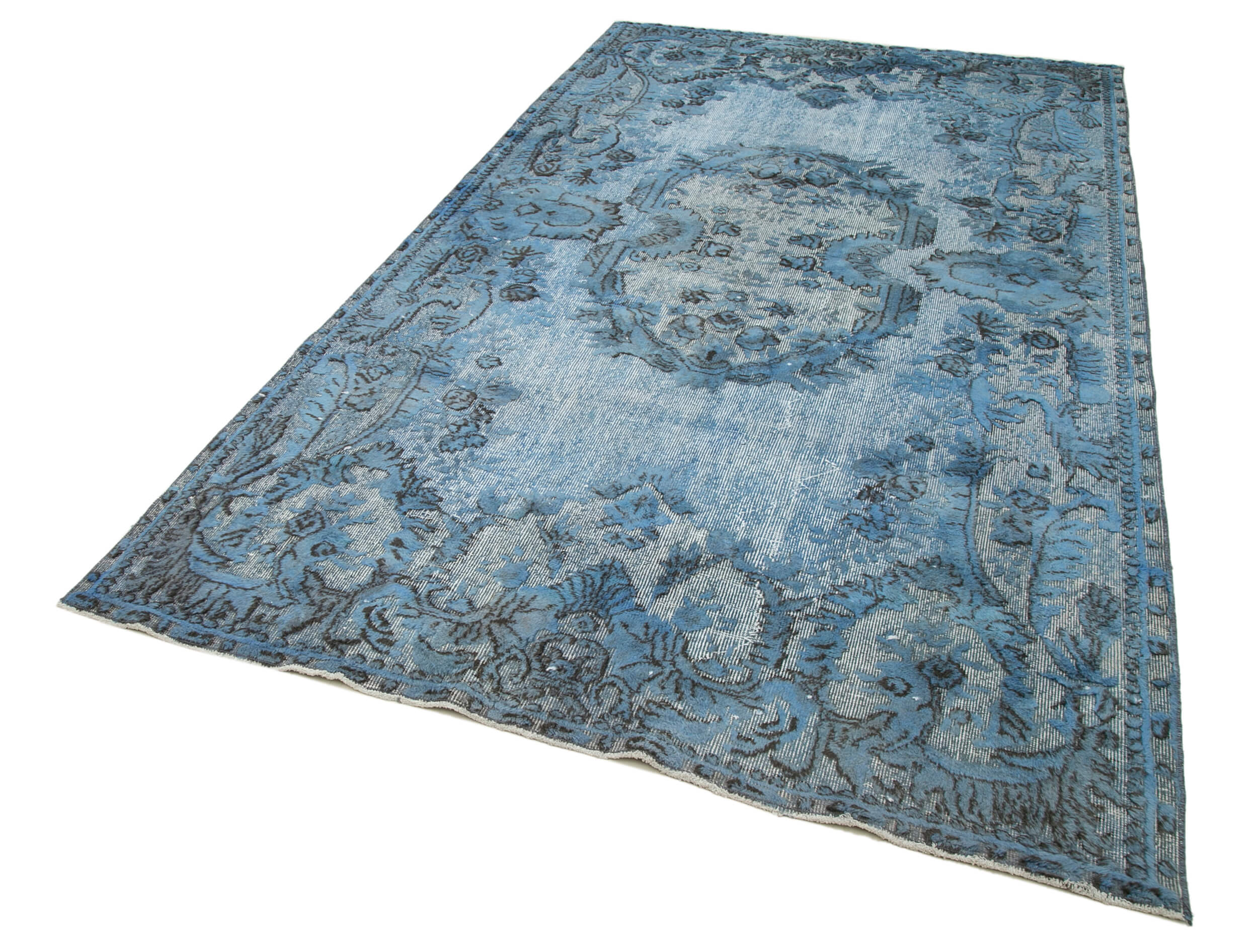 tapis Hand-knotted distressed oriental 1980s 170 cm x 300 cm blue rug
