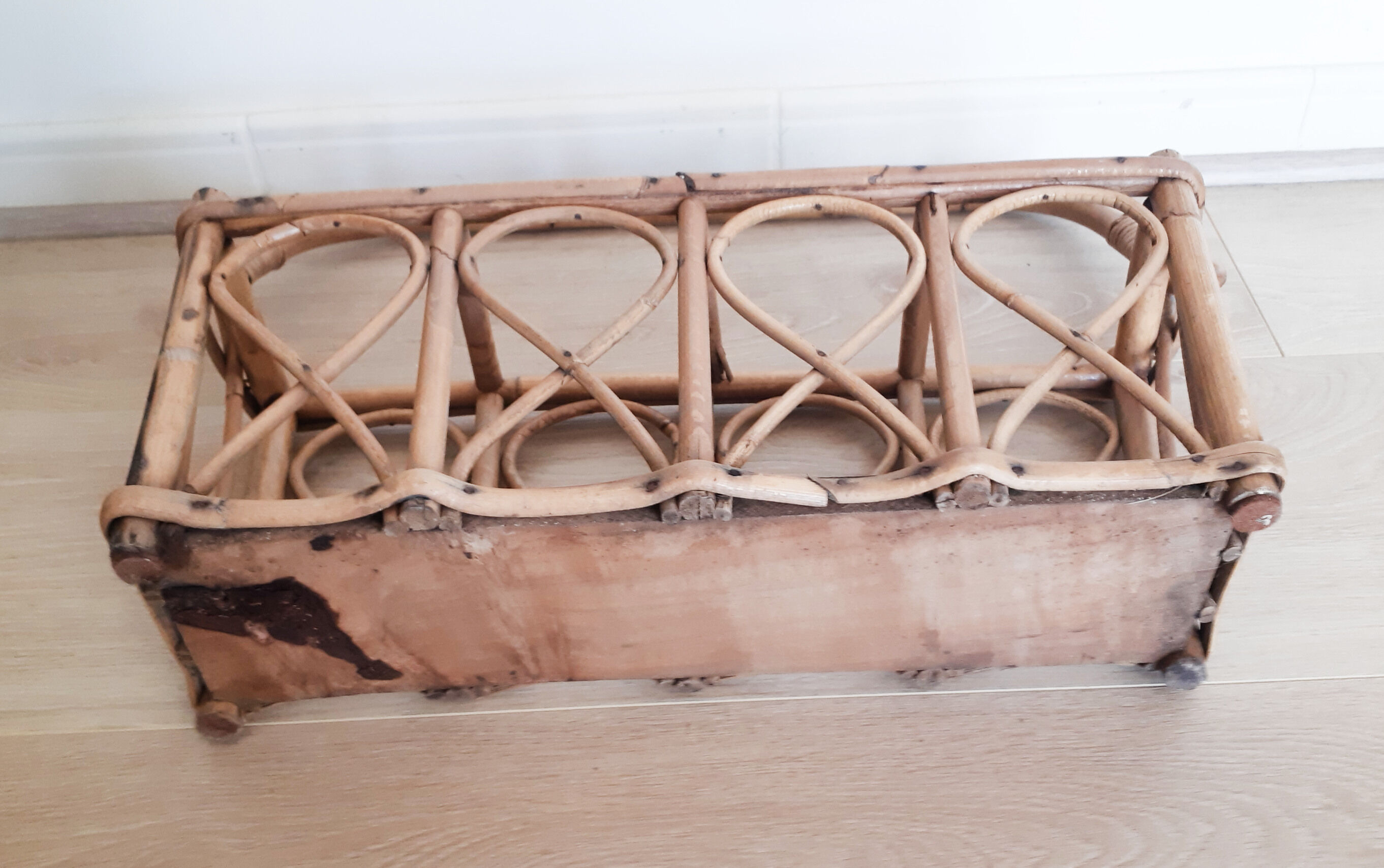 Rattan bottle basket, 50s