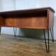 Bureau scandinave en teck avec piétement eiffel métal noir  1950 1960