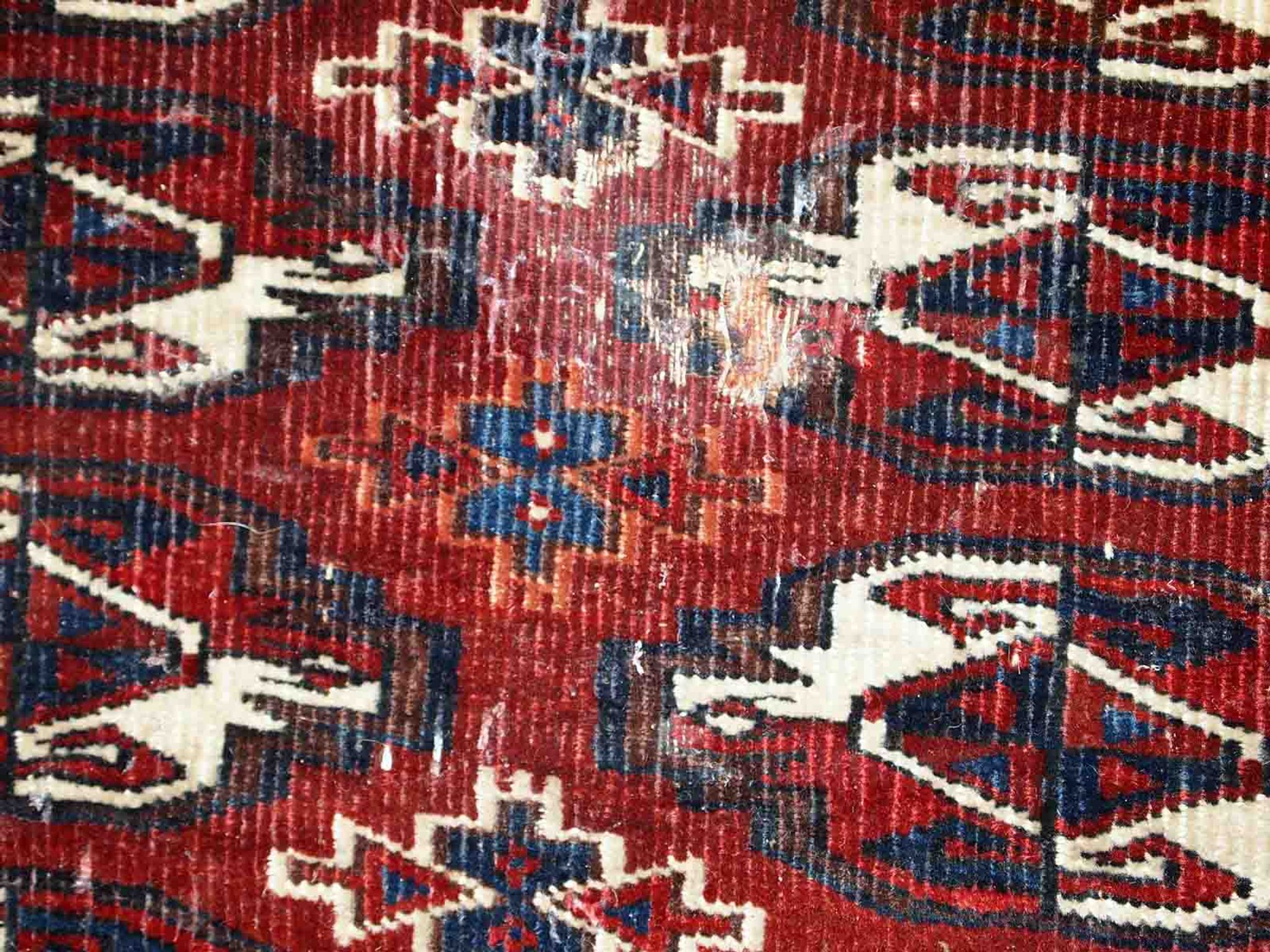 Ancient turkmen yomud handmade carpet 70cm x 118cm 1900s, 1c725