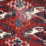 Ancient turkmen yomud handmade carpet 70cm x 118cm 1900s, 1c725