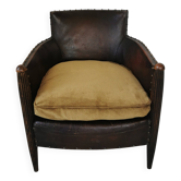 Art Deco studded leather club chair