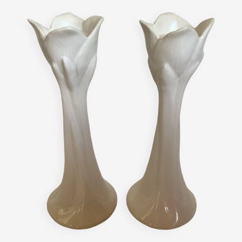 Pair of tulip candlesticks