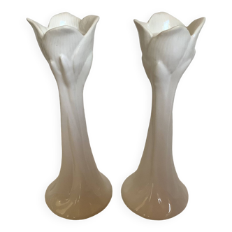 Pair of tulip candlesticks