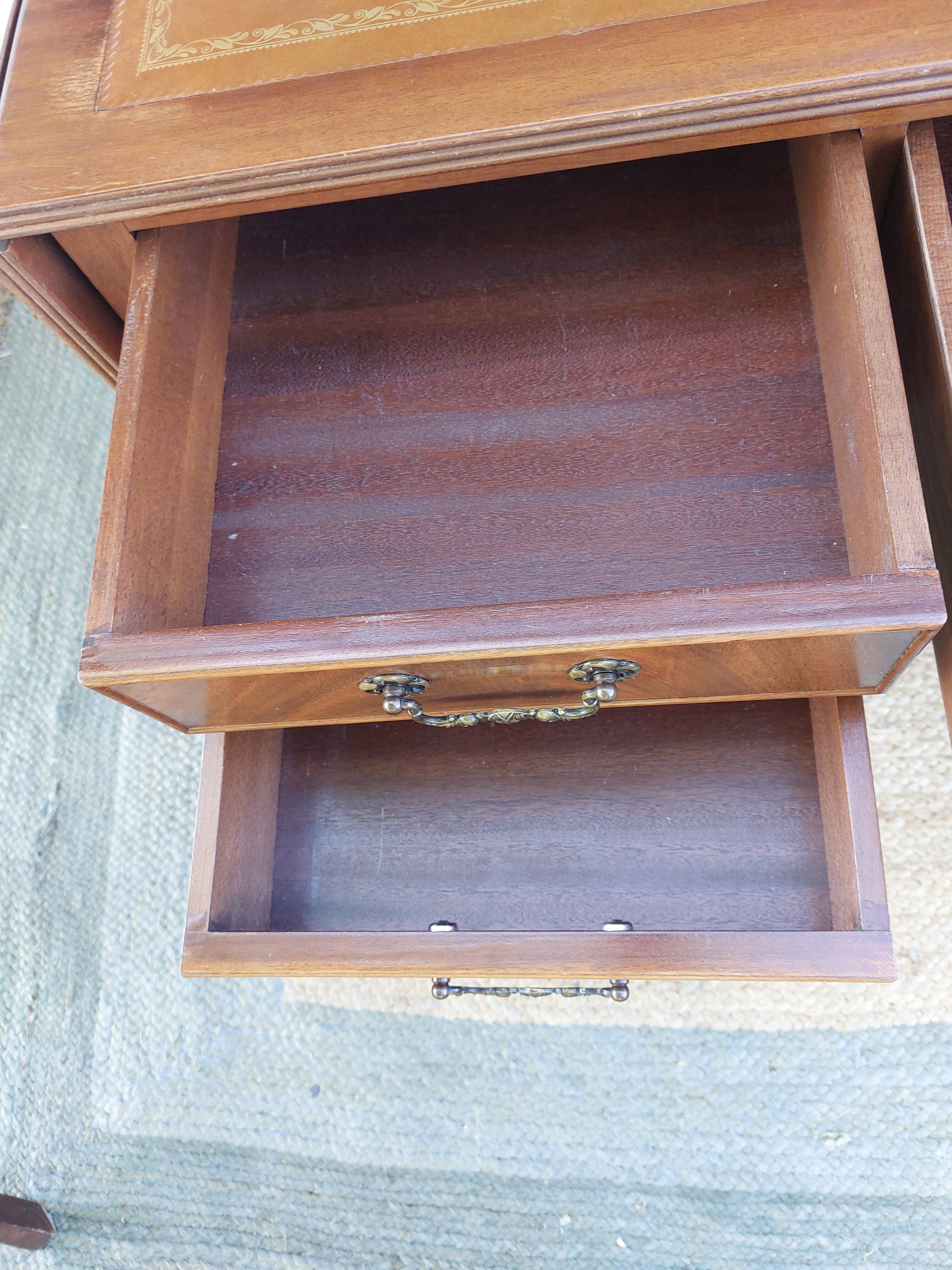 English desk and lyre chair, leather, extensions.