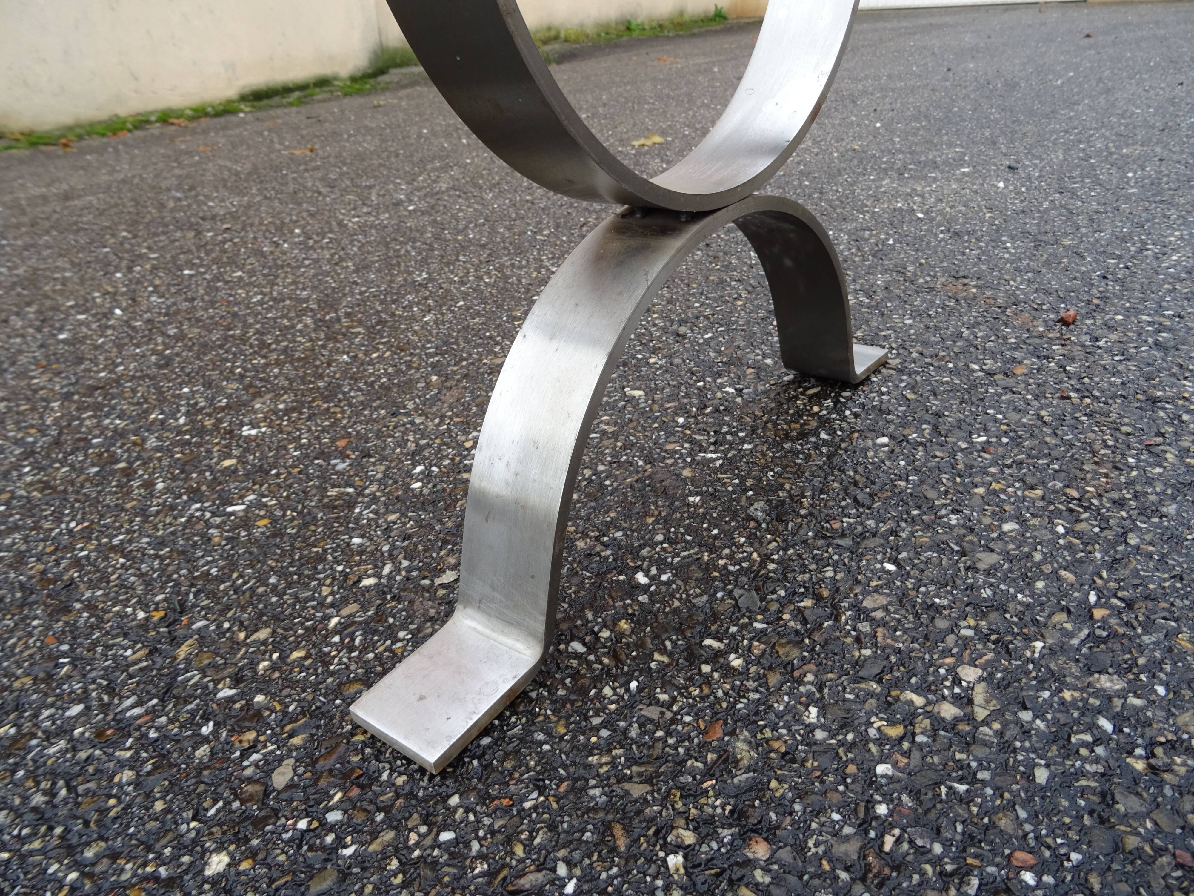 Coffee table in marble and vintage steel design from the 70s