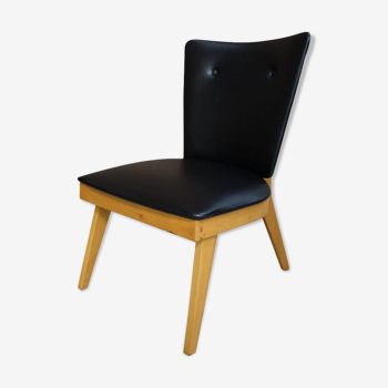 1950s wooden and faux black cocktail chair