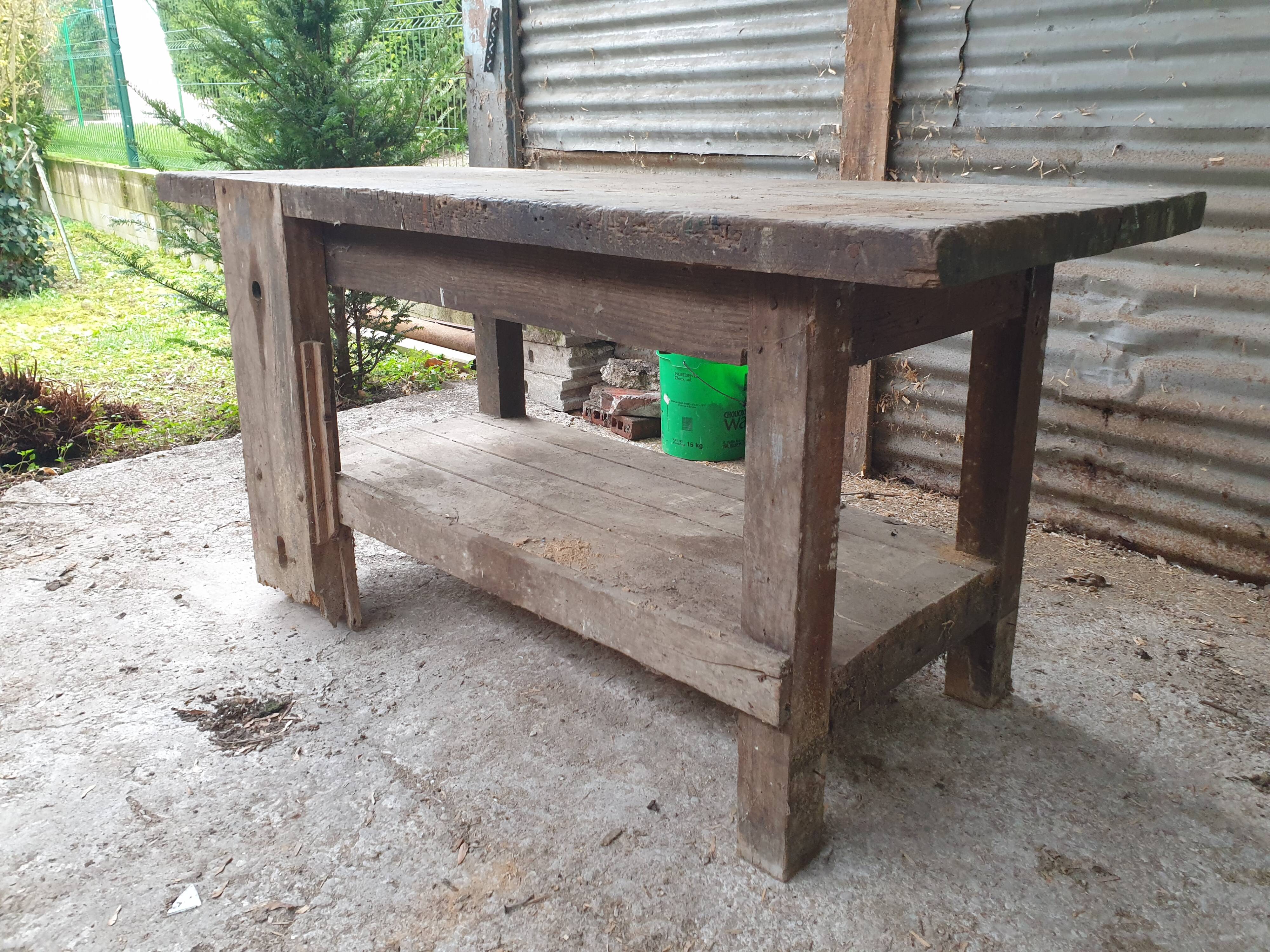 Mid-Century vintage carpenter's workbench