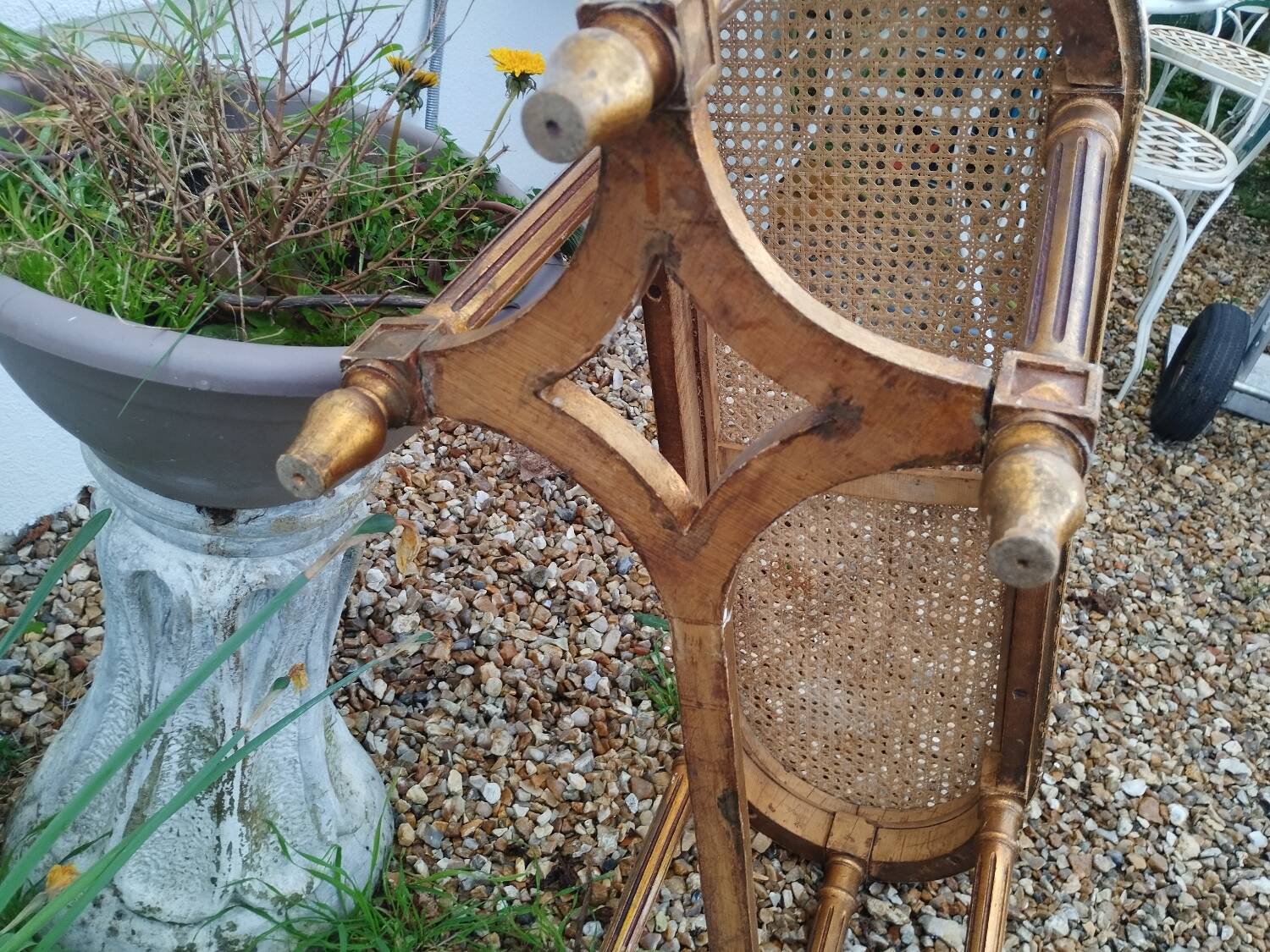 Louis XVI style gilded wood piano bench