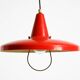Mid-Century Modern red aluminum pendant lamp, height adjustable, Italy