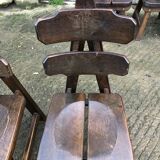 6 brutalist chairs in solid oak