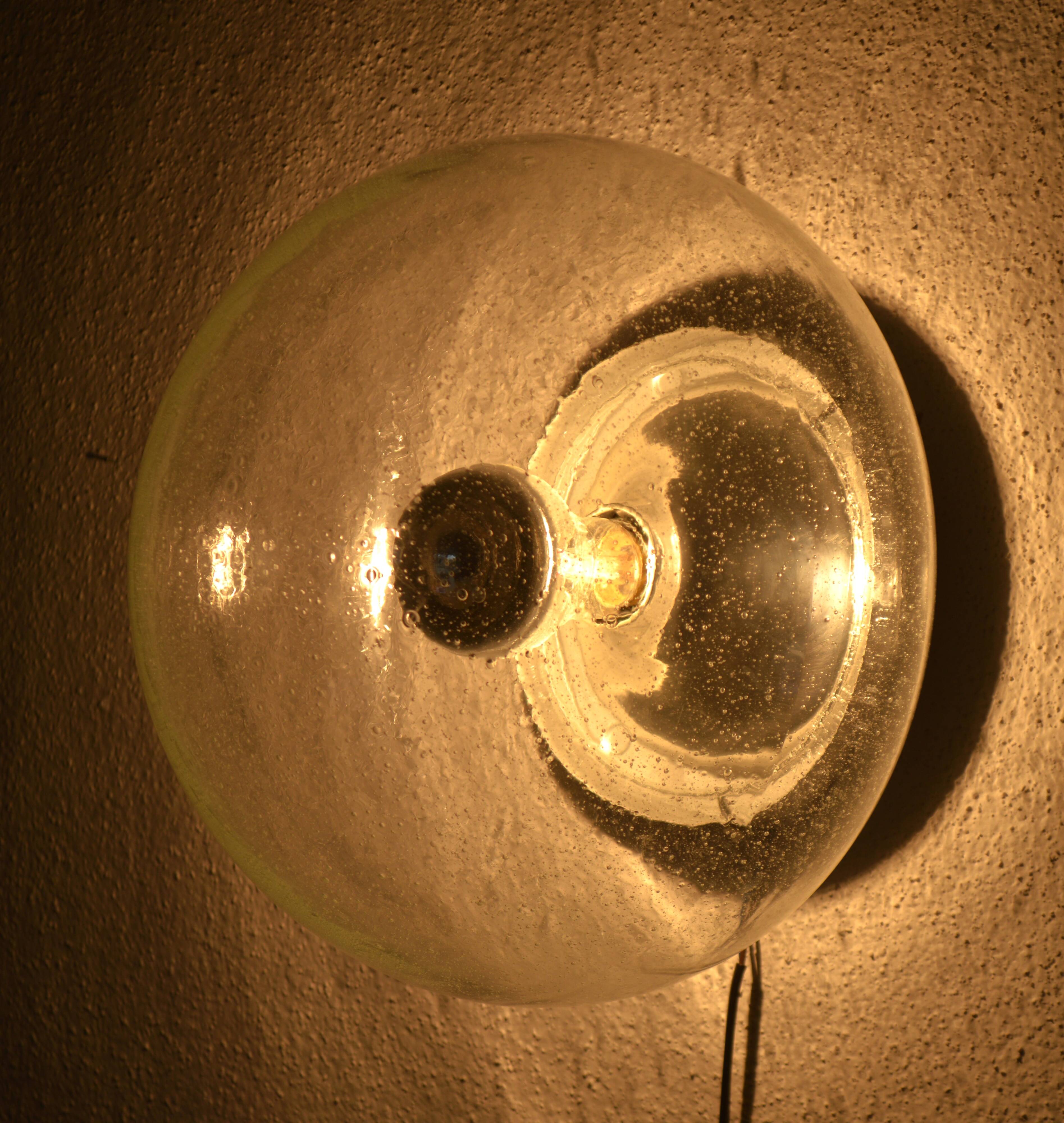 Glass wall lamp from the 60s/70s Glashütte Limburg