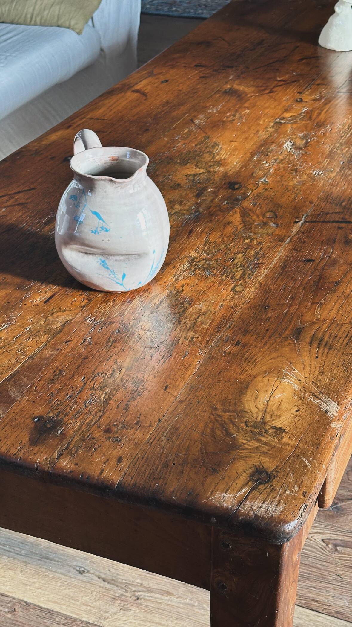 Large solid wood coffee table - old refectory table
