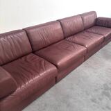 Brown leather modular sofa by De Sede; DS76, 1970s (straight)