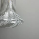 Suspension in cloudy and transparent white glass, Italian, 1960.