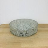 50s ceiling light, round molded glass, black metal