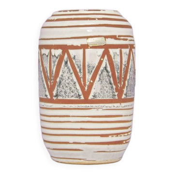 Vintage medium white geometric west germany vase scheurich
