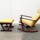 Mid-century Danish rocking chair set with footrest by Poul Volther for Frem Røjle, 1960s.