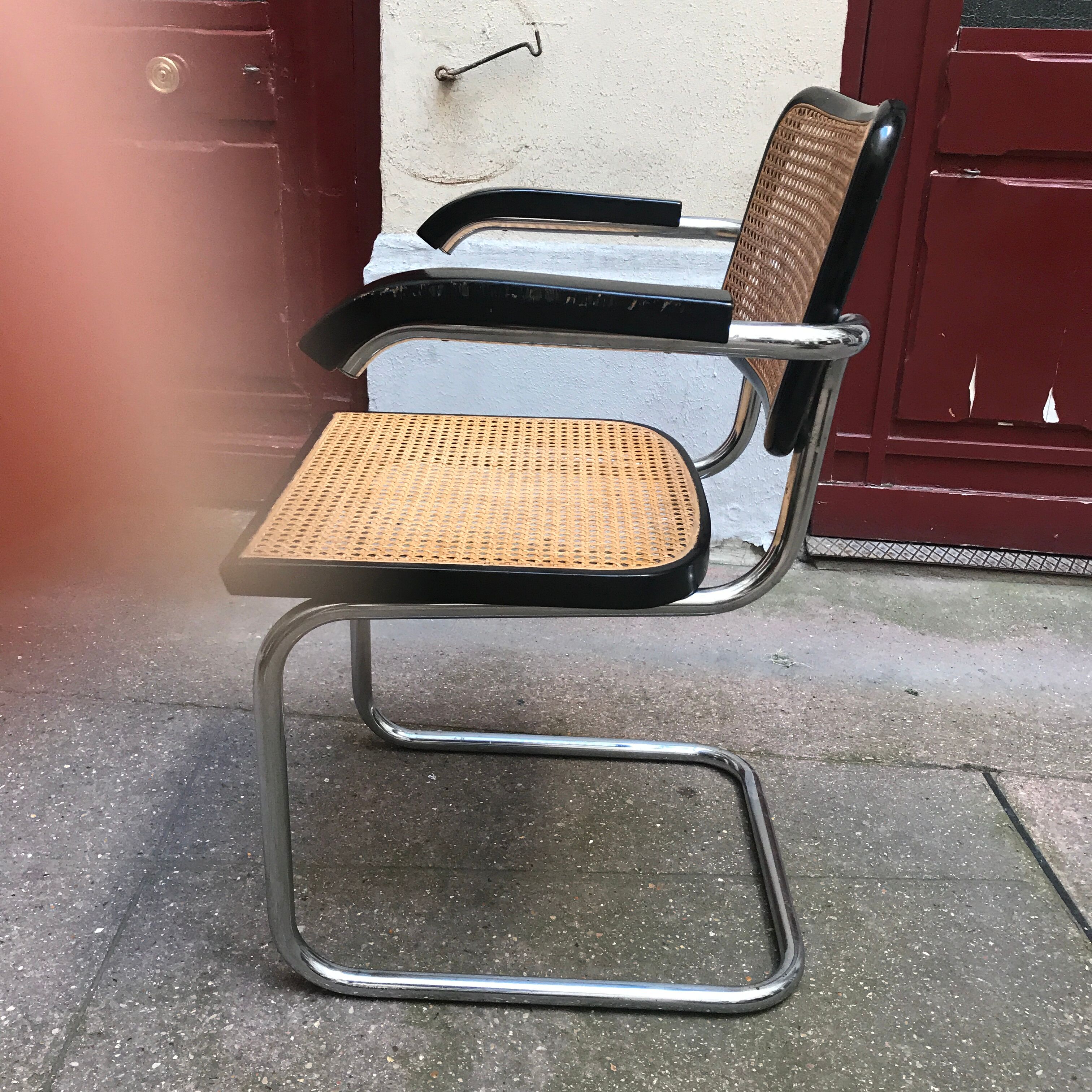 Marcel Breuer armchair, chrome and black chair