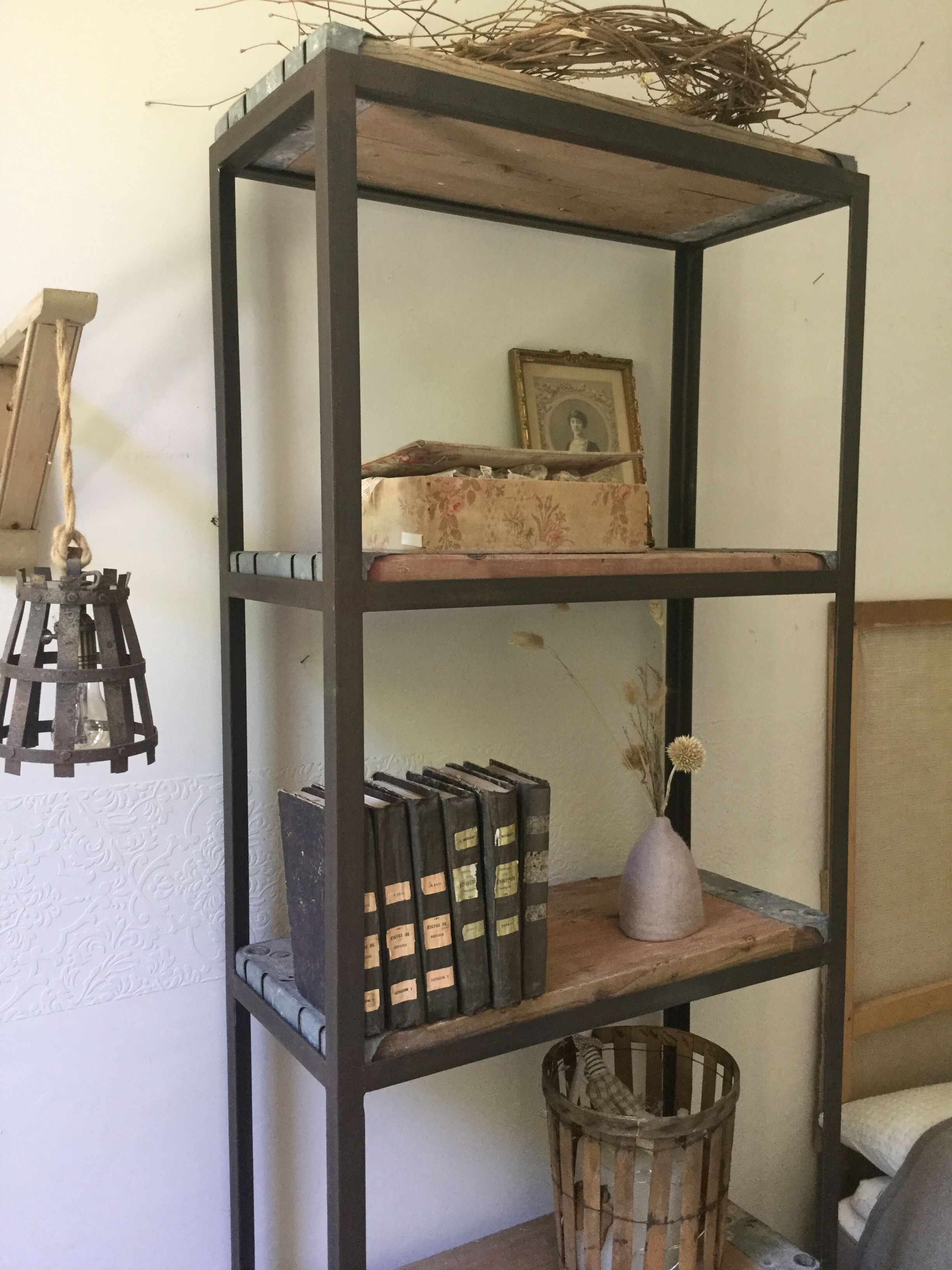 Industrial wood and iron shelf