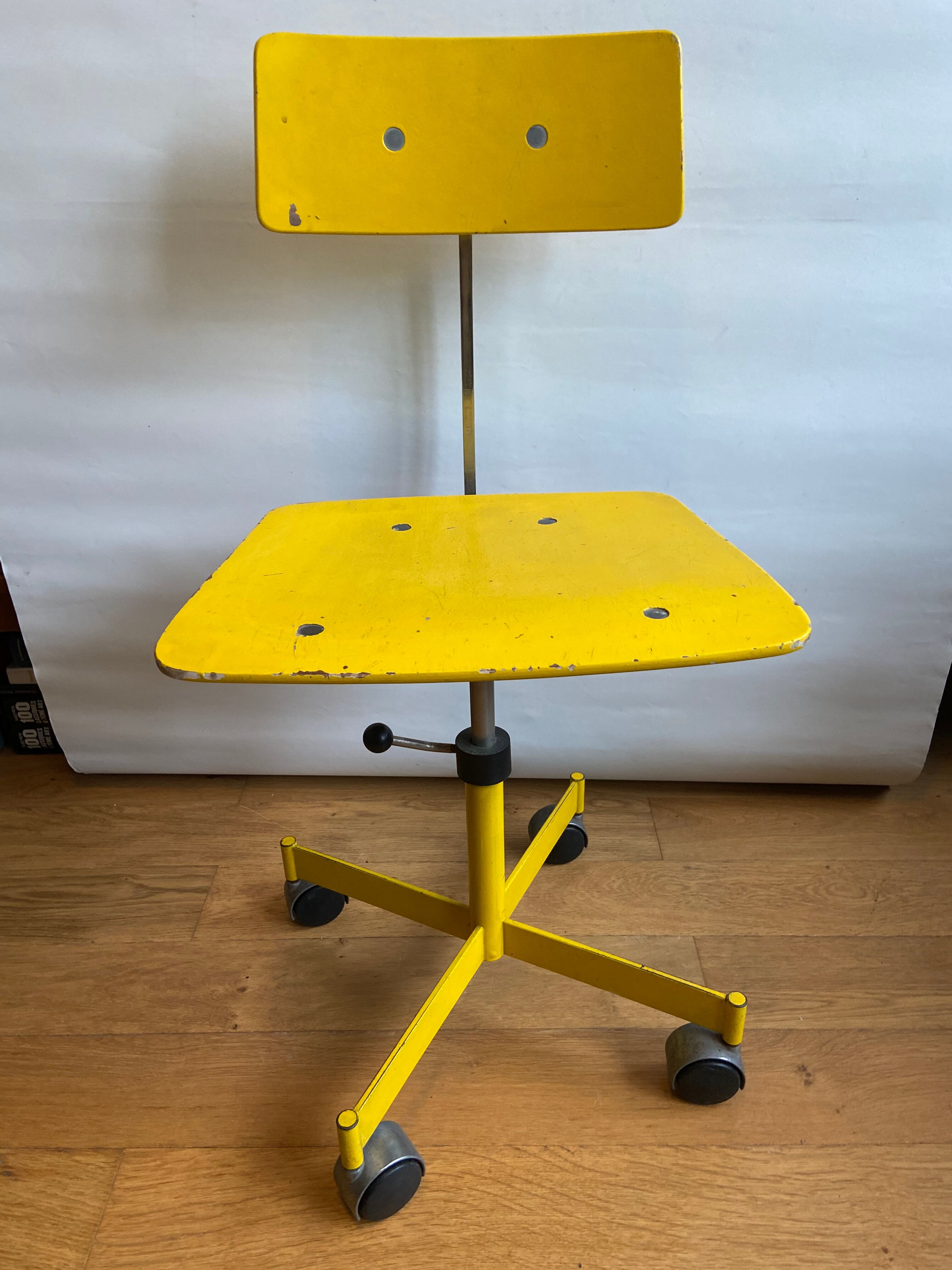 Yellow wooden workshop chair