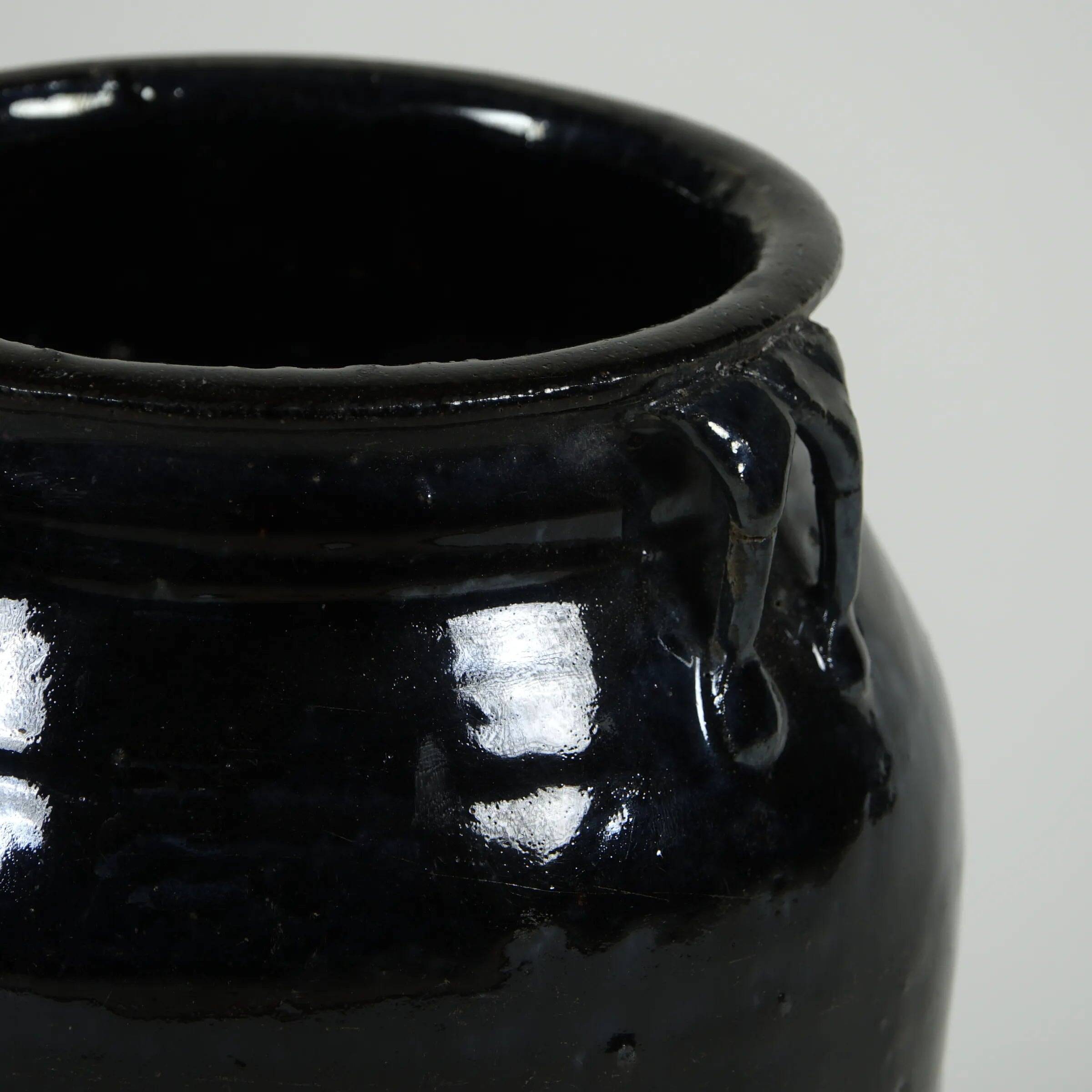 Hú - Pot à confit chinois émaillé noir n°7