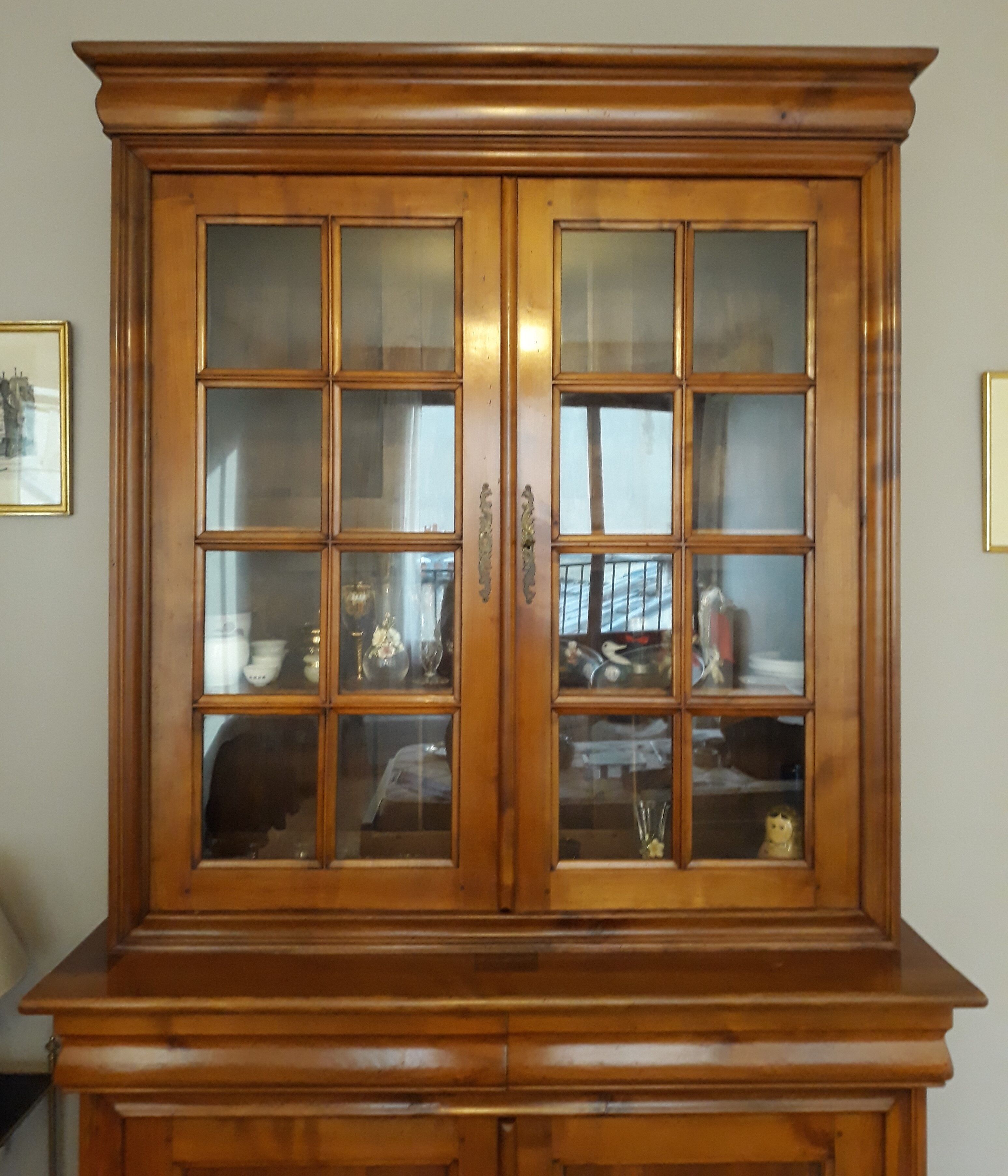 Bookcase 2 bodies in cherry wood Louis Philippe style