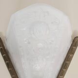 French Art Deco wall scone with frosted molded-pressed glass shade, 1920s
