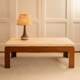Wood & travertine coffee table - 1970