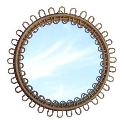 Miroir rond en rotin attribué à Franco Albini, 1950