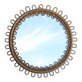 Round rattan mirror attributed to Franco Albini 1950