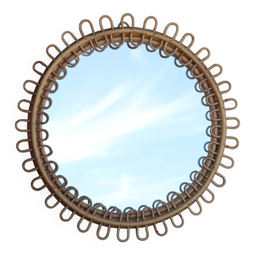 Round rattan mirror attributed to Franco Albini 1950