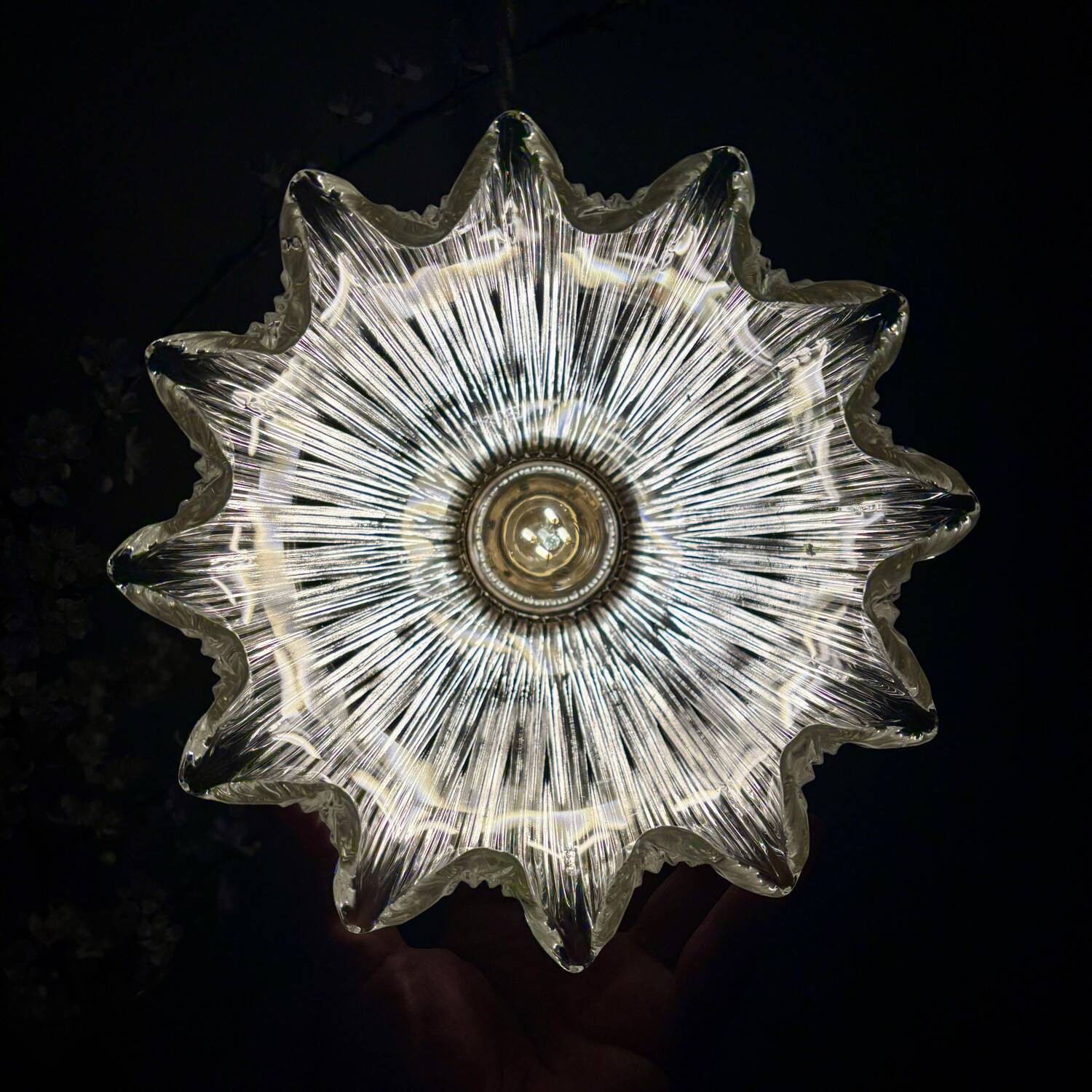 Vintage holophane glass lampshade pendant light