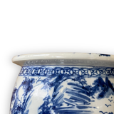 Cache pot vietnamien en porcelaine blanche et bleue