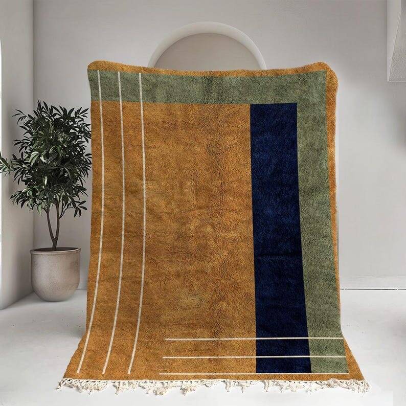 Traditional handmade pure wool rug, size 140 x 260 cm