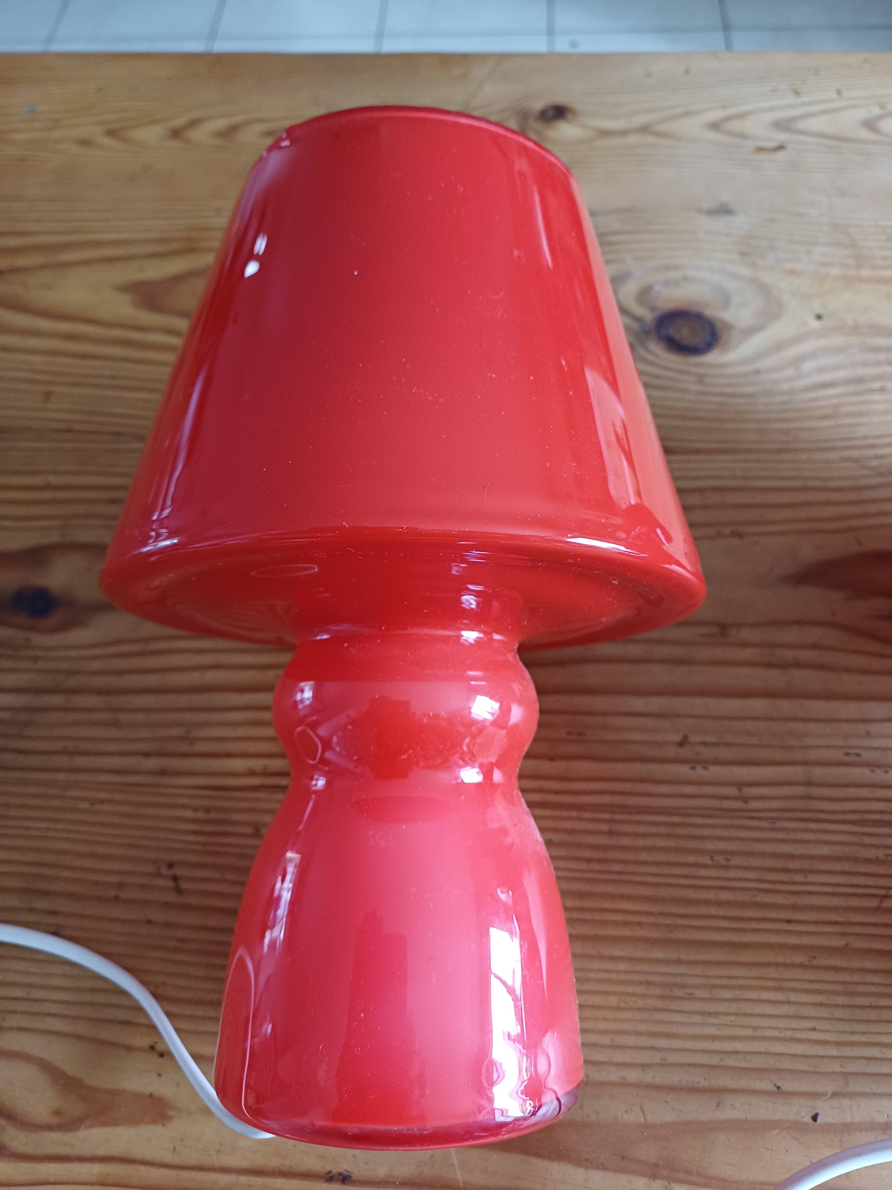 Pair of Vintage Red Opaline Lamps
