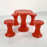 Set of 4 stools and a table model Taormina by Giganplast, 1970.