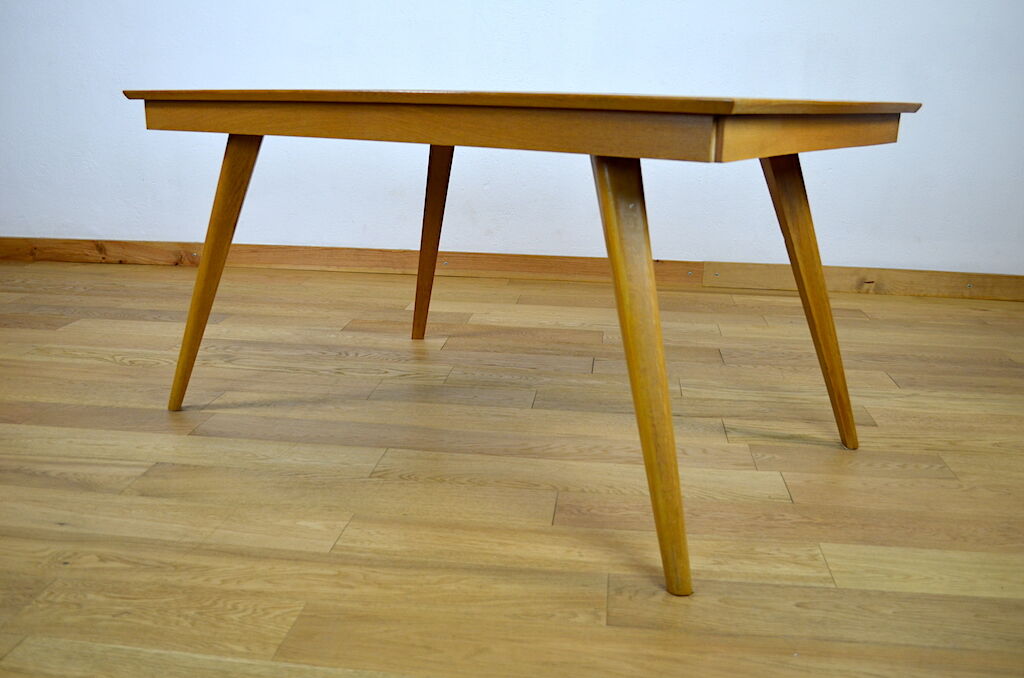 Table feet compass in vintage blond oak 1960
