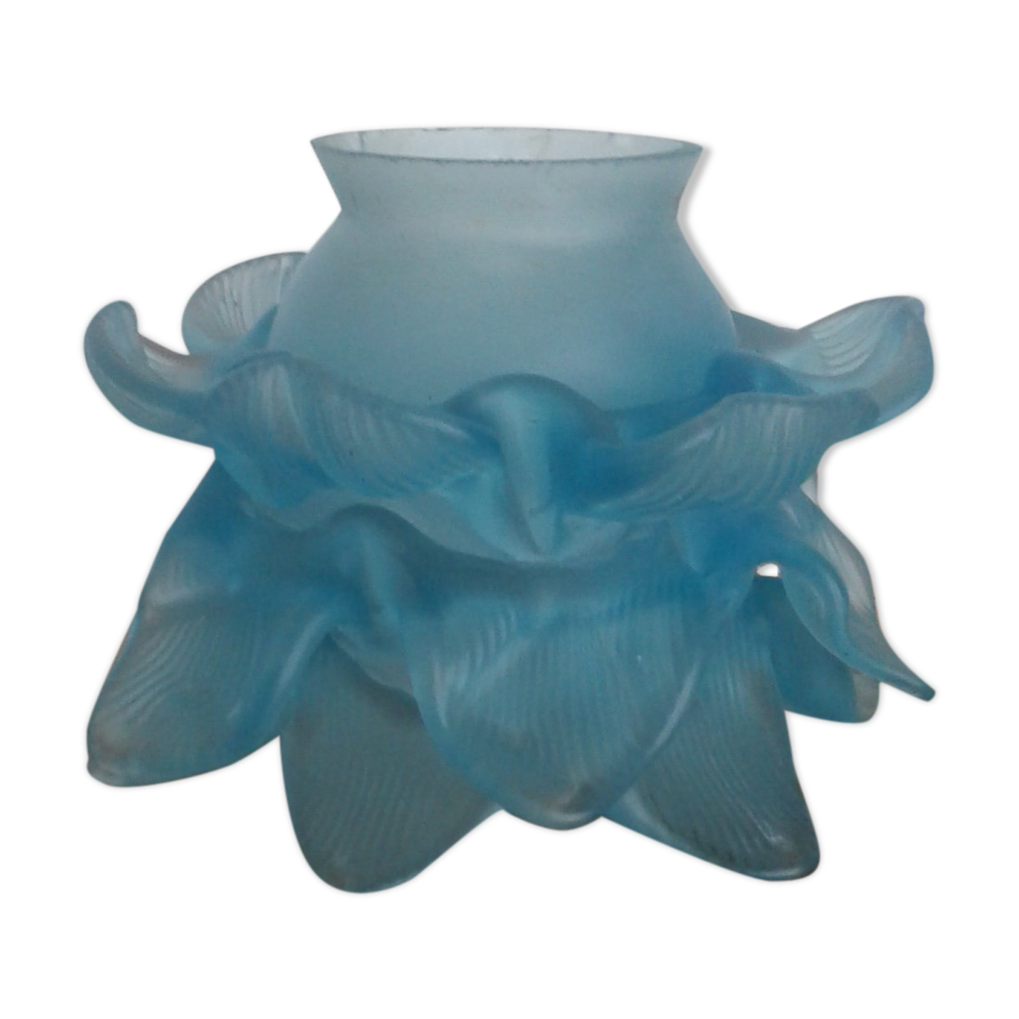 Abat jour verre bleu, forme  fleur