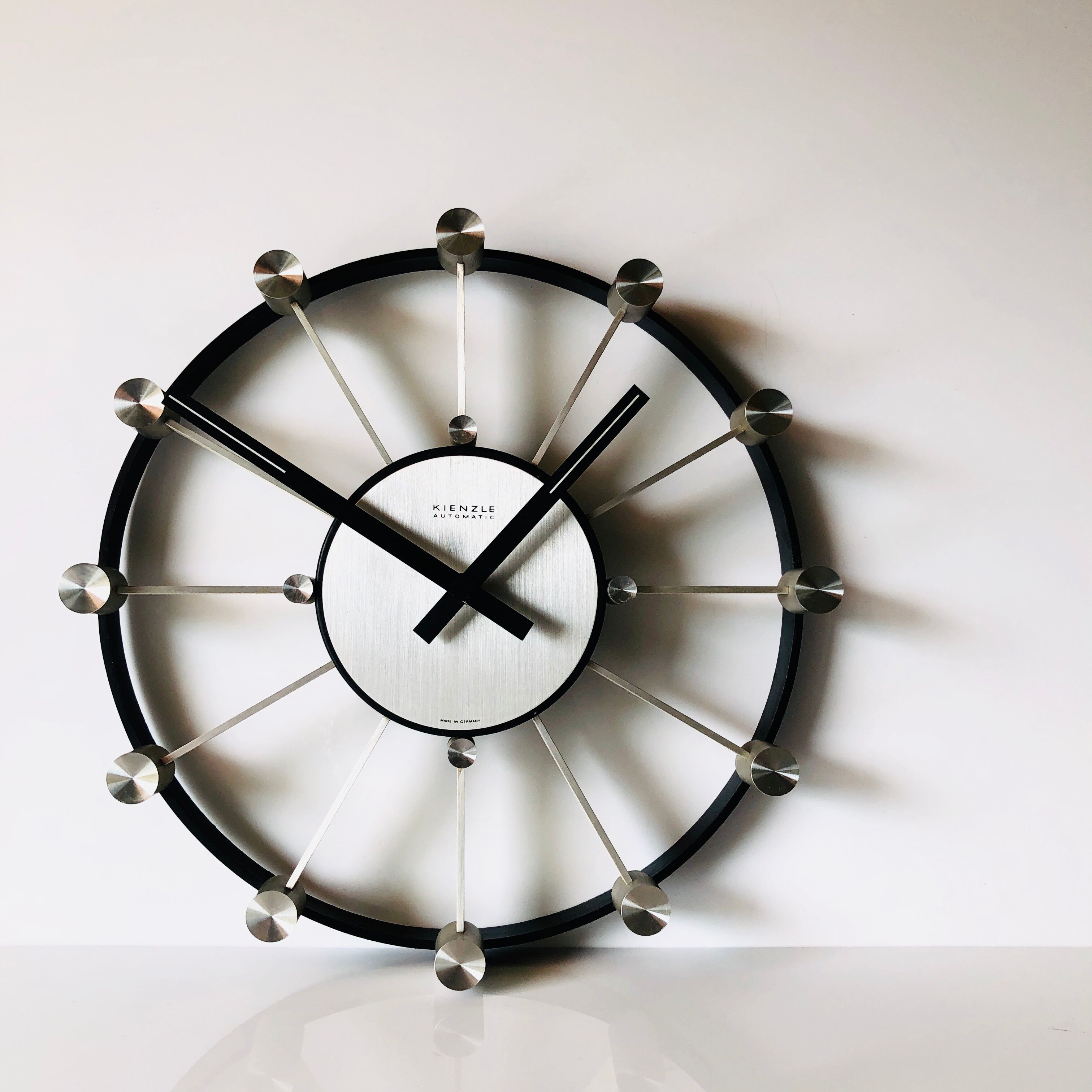 Modernist wall clock by Heinrich Moller for Kienzle