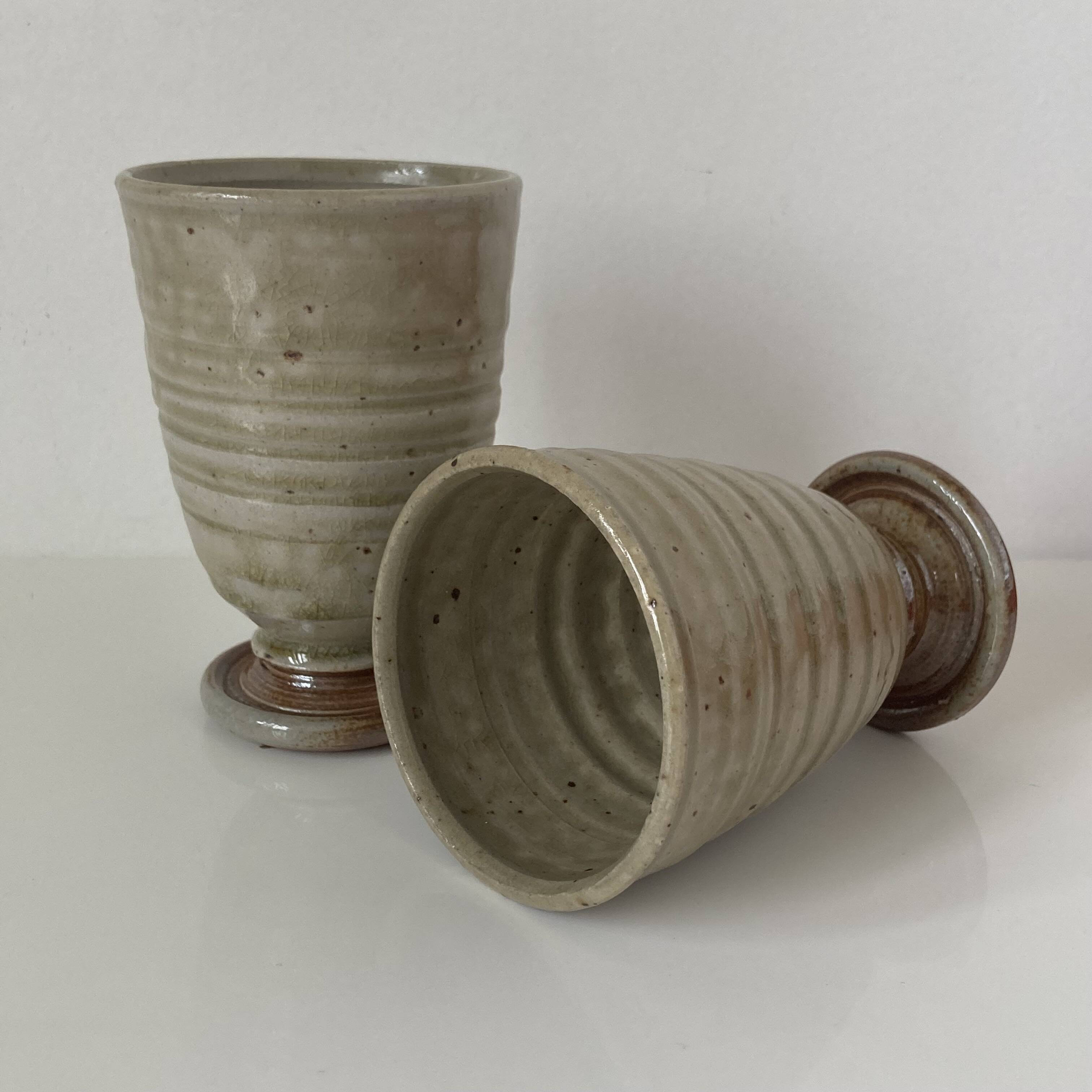 Pair of small stoneware vases from La Borne by Christine Pedley