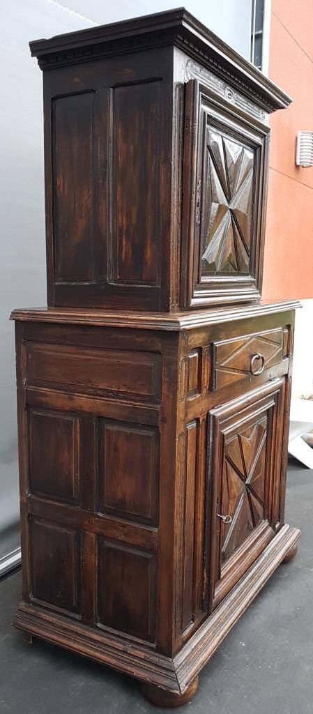 Louis XIII style two-piece recessed high wardrobe