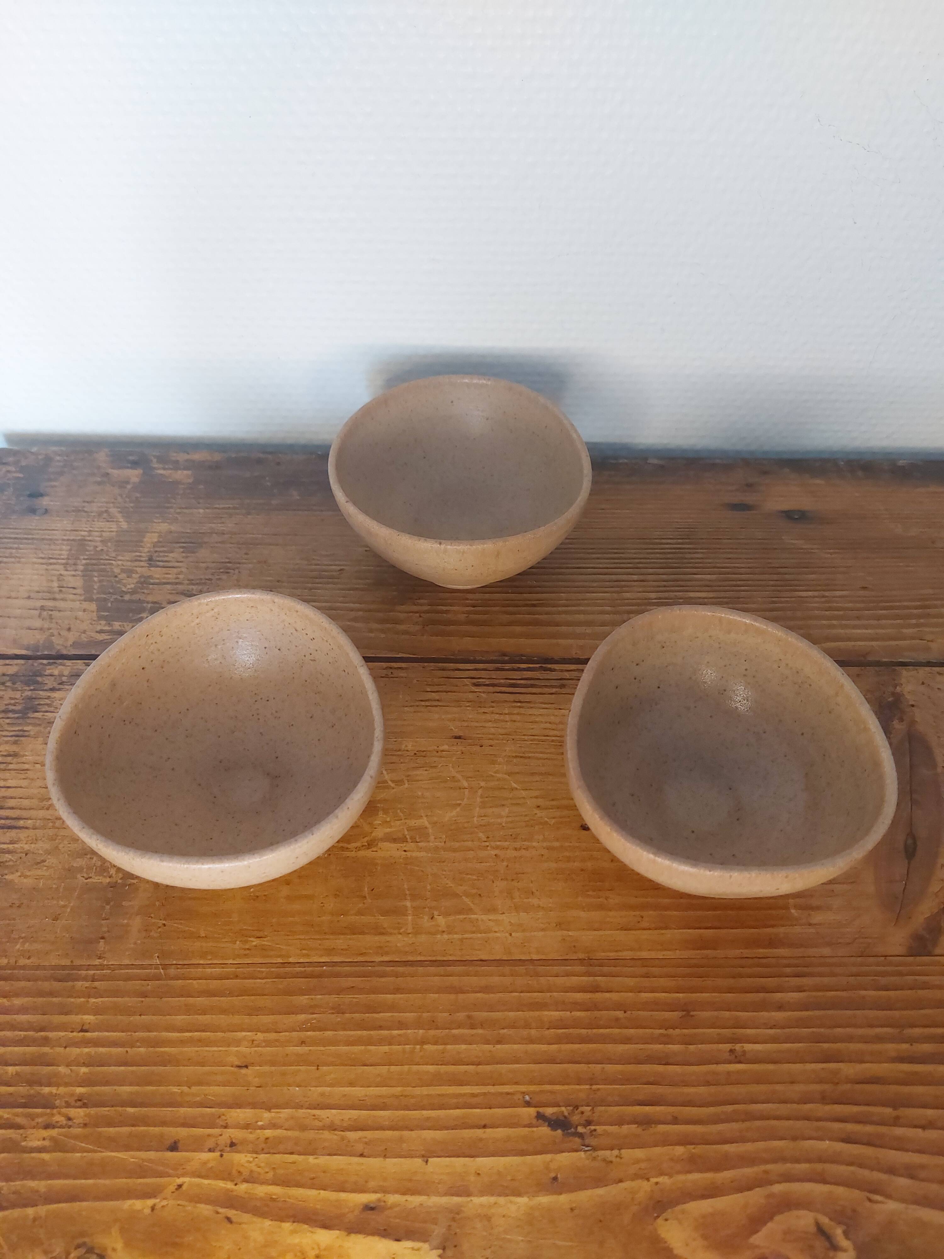 Lot de 3 petits bols en gres