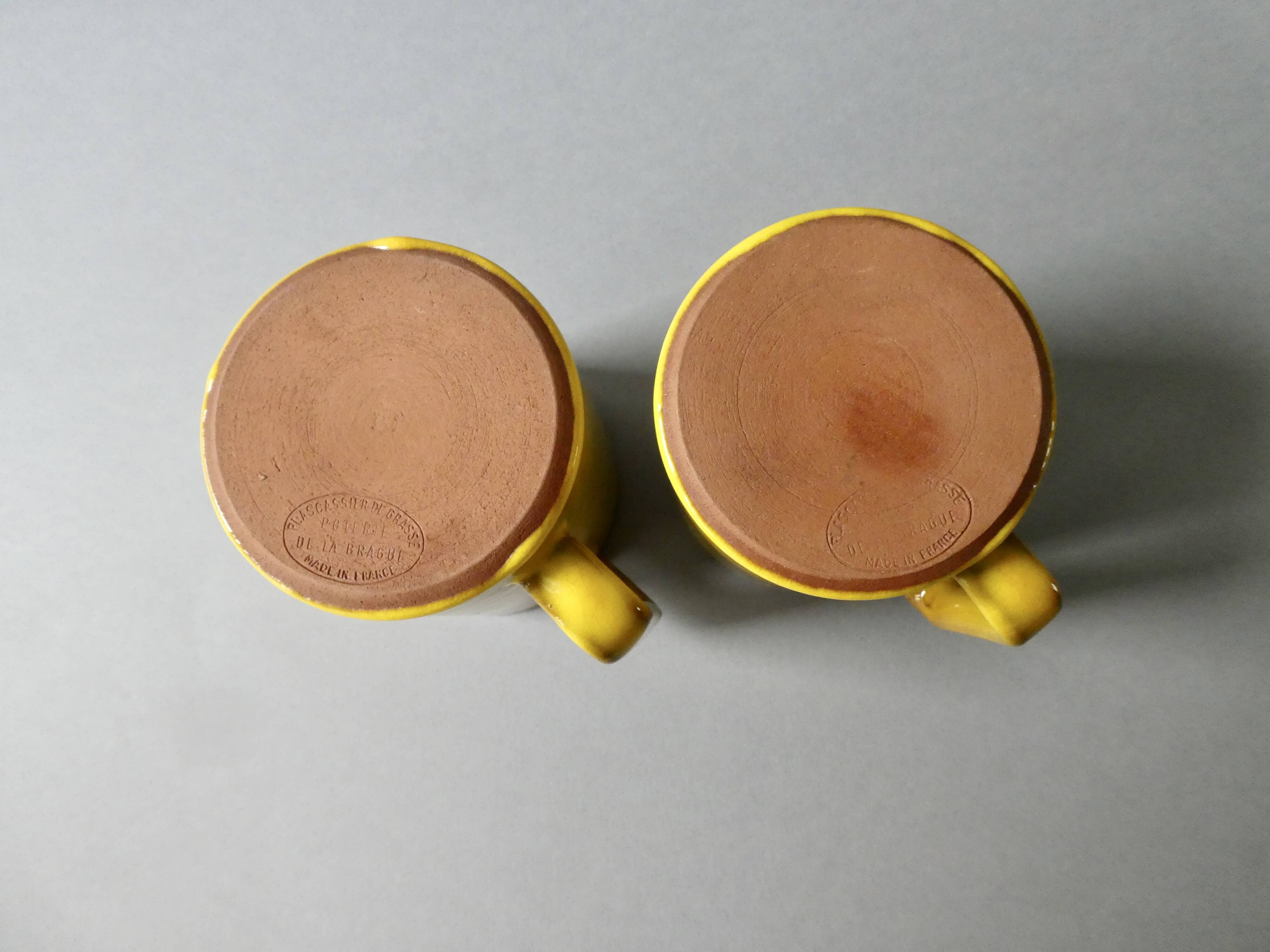 2 mugs en céramique de Paul Badié poterie de la Brague années 70