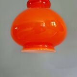 Trio of vintage orange opaline pendant lights, 1960-70