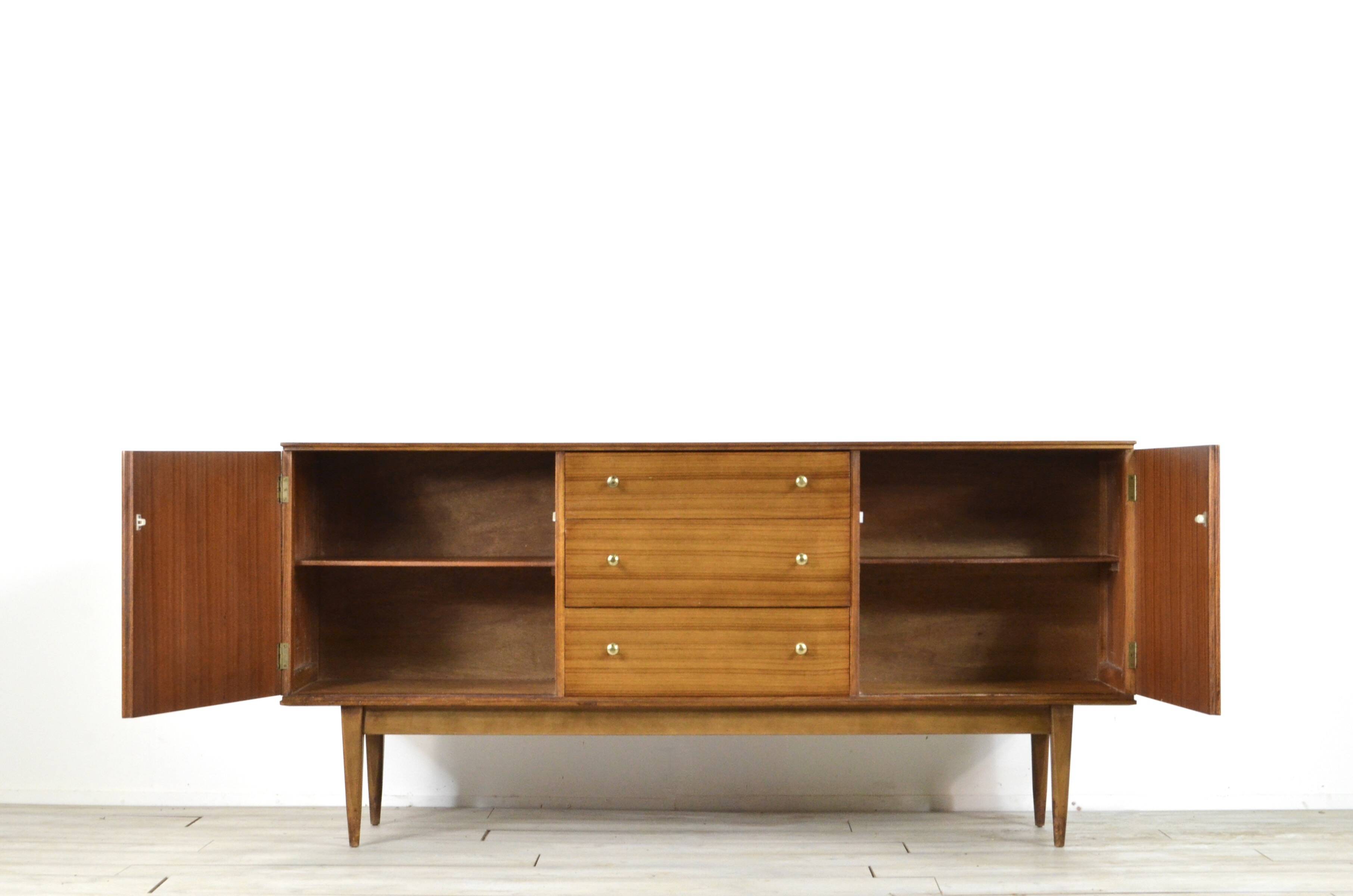 Midcentury 'wrighton' walnut and brass sideboard