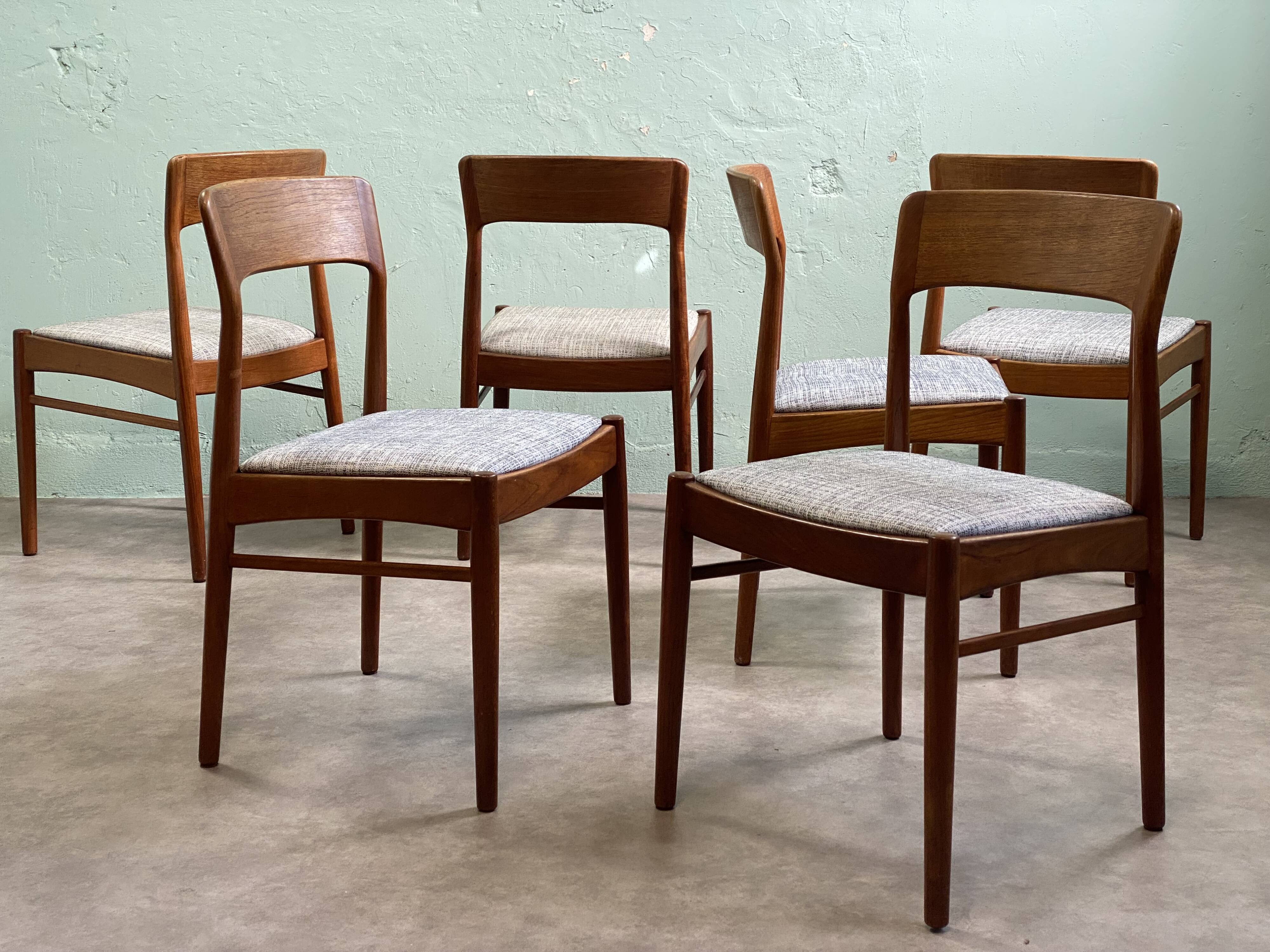 6 Danish chairs by Henning Kjaernulf in teak.
