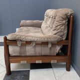 Brazillian 2 seat sofa in suede and Jatoba wood